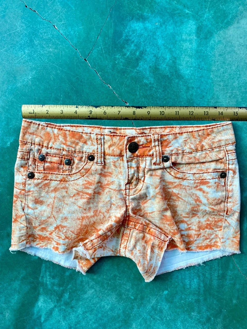 Orange & White Tie-Dye Jean Shorts - Casual Festival Cutoffs